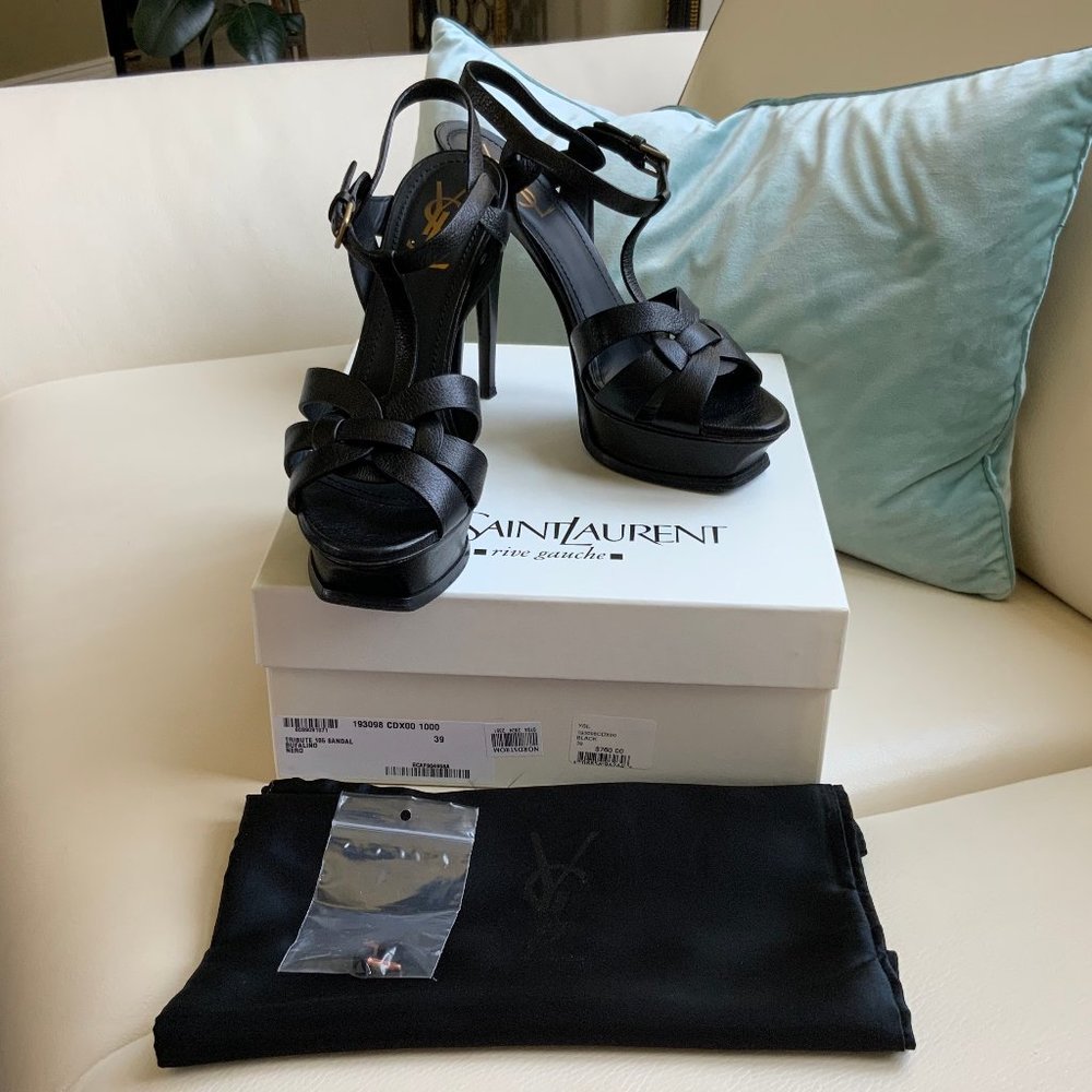 Yves Saint Laurent Tribute 105 Platform Stiletto - Size 39 - Black Leather
